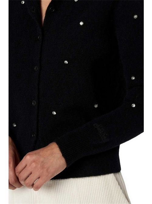 cardigan donna bellamy strass nero MC2 Saint Barth | BELLAMY ALPACA00 strass